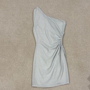Elegant One-Shoulder Silver Dress